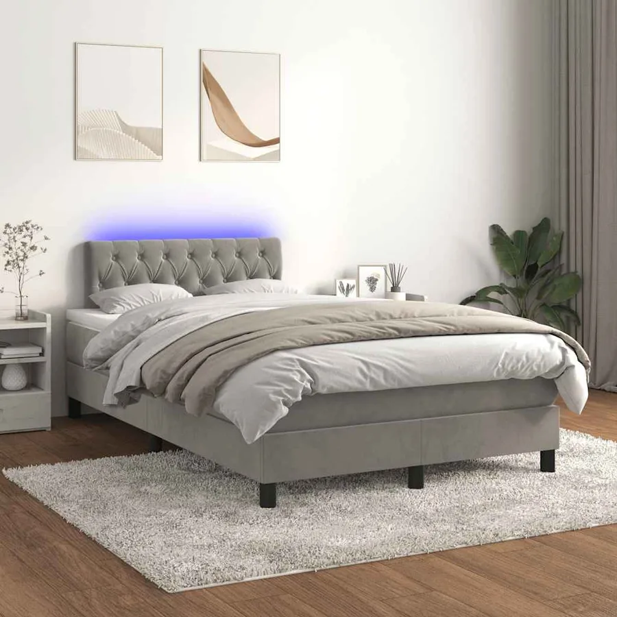 Sommier à lattes de lit avec matelas LED gris clair 120x190 cm - 5
