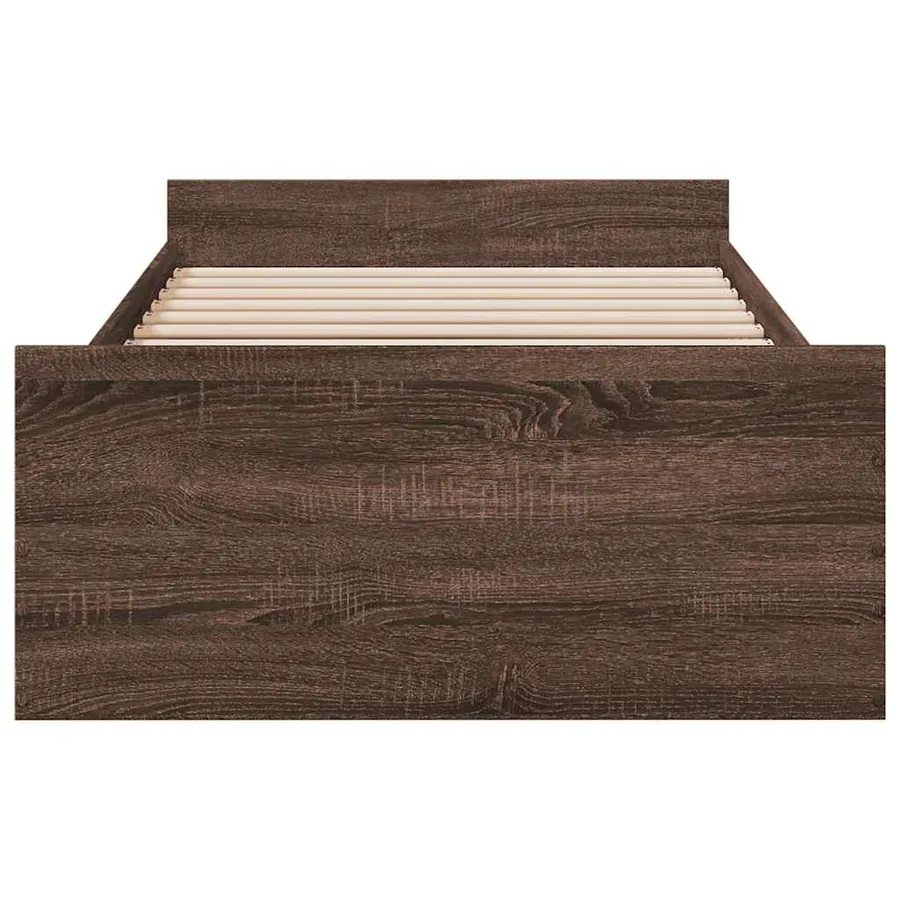 Cadre de lit avec tiroirs sans matelas chêne marron 75x190 cm - 4