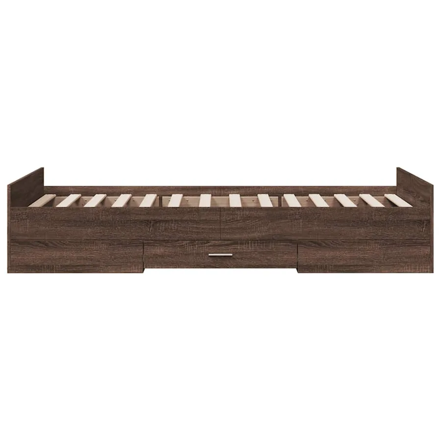Cadre de lit avec tiroirs sans matelas chêne marron 75x190 cm - 5