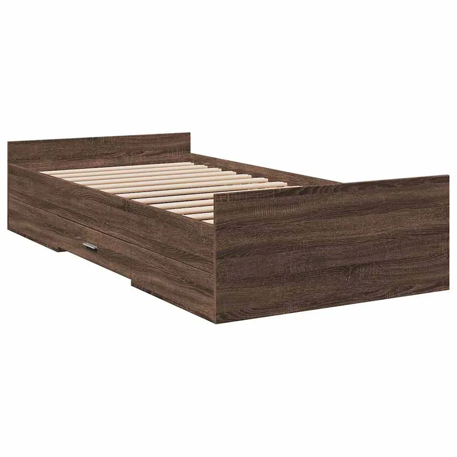 Cadre de lit avec tiroirs sans matelas chêne marron 75x190 cm - 6