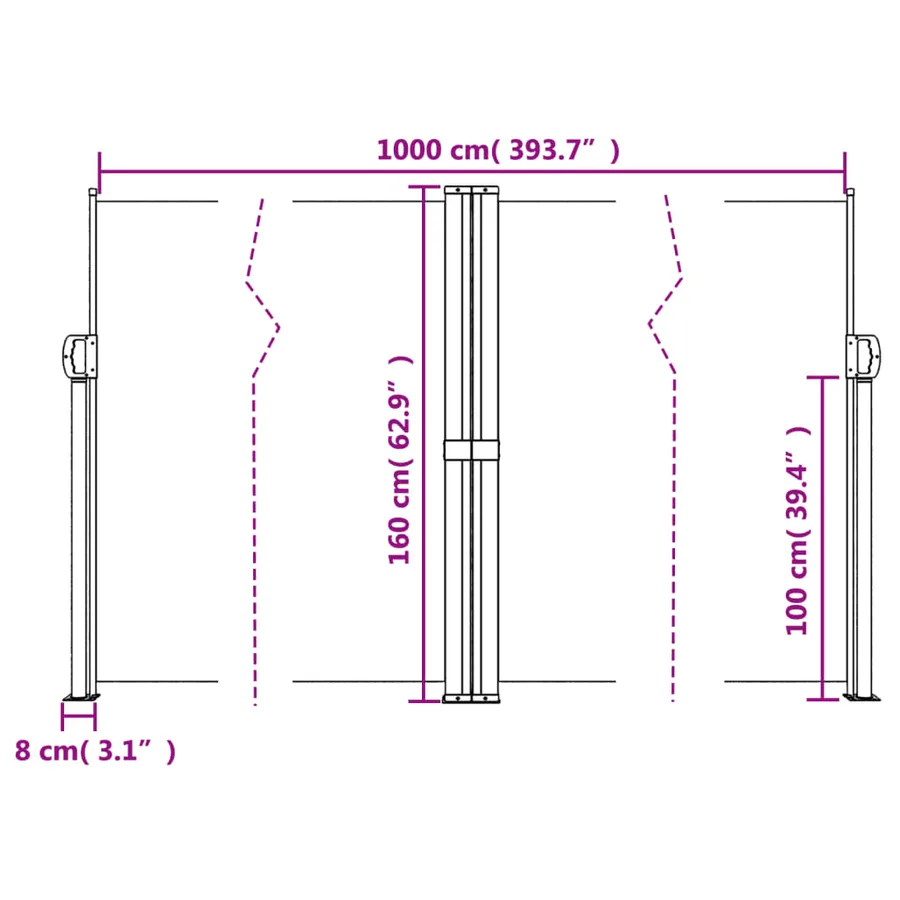 Auvent latéral rétractable anthracite 160x1000 cm - 10