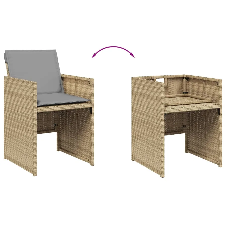 Ensemble à manger de jardin et coussins 11 pcs mélange beige - 6