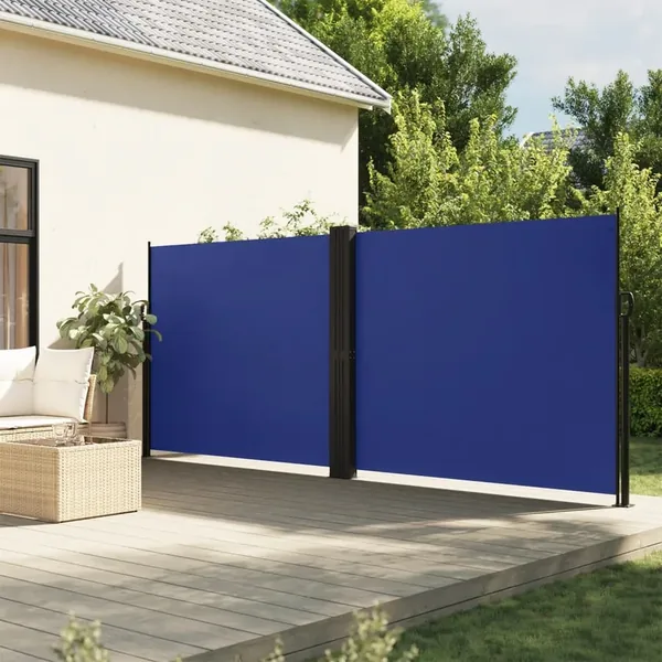 Auvent latéral rétractable bleu 180x1000 cm