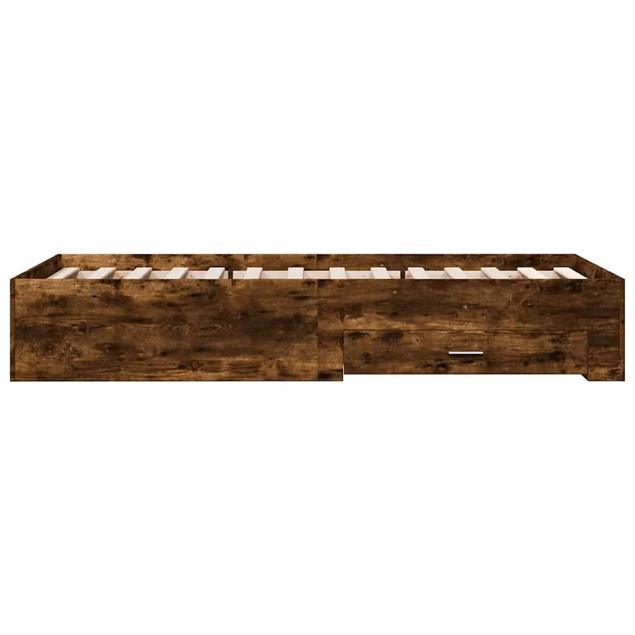 Cadre de lit avec tiroirs sans matelas chêne fumé 90x200 cm - 5