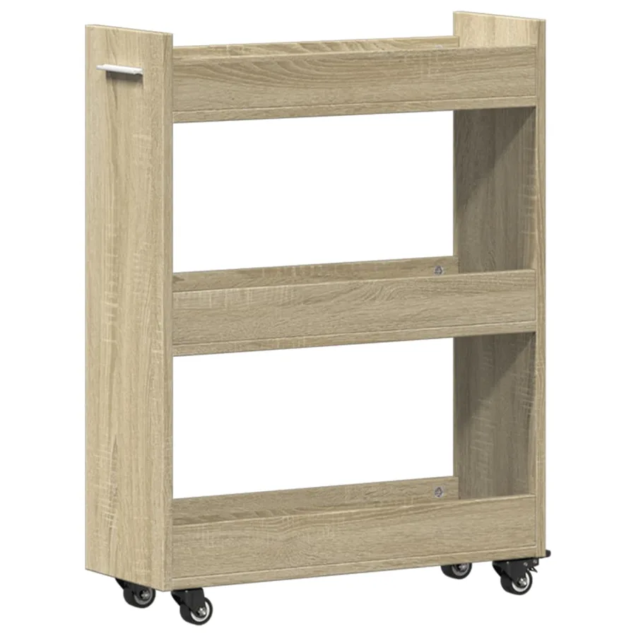Armoire avec roues chêne sonoma 60x22x79 cm bois d'ingénierie - 7