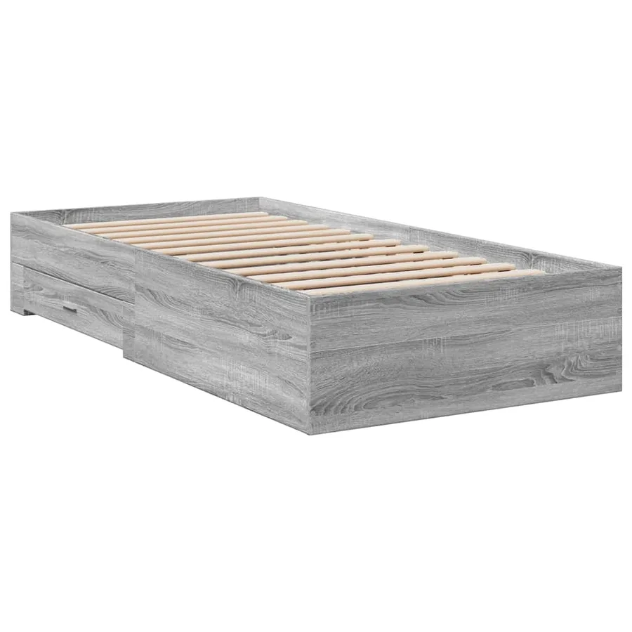 Cadre de lit avec tiroirs sans matelas sonoma gris 100x200 cm - 3