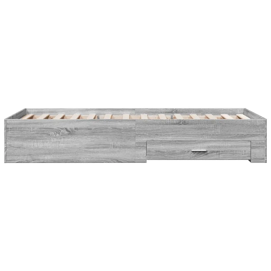 Cadre de lit avec tiroirs sans matelas sonoma gris 100x200 cm - 5