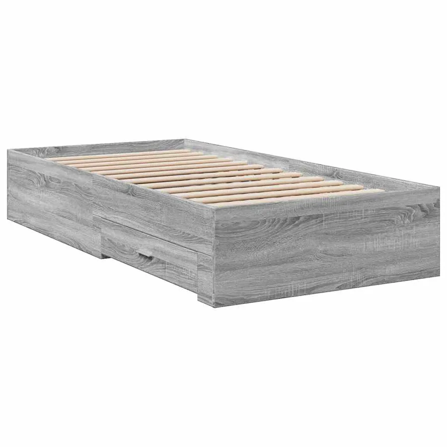 Cadre de lit avec tiroirs sans matelas sonoma gris 100x200 cm - 6