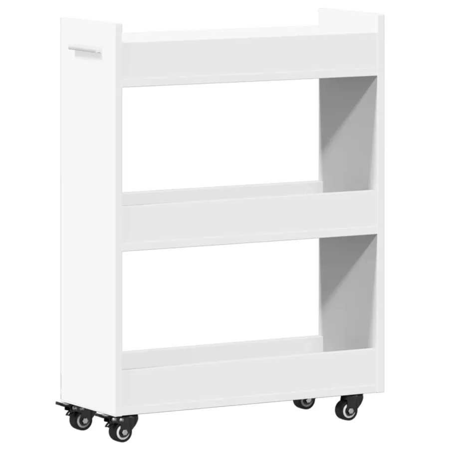 Armoire avec roues blanc 60x22x79 cm bois d'ingénierie - 7