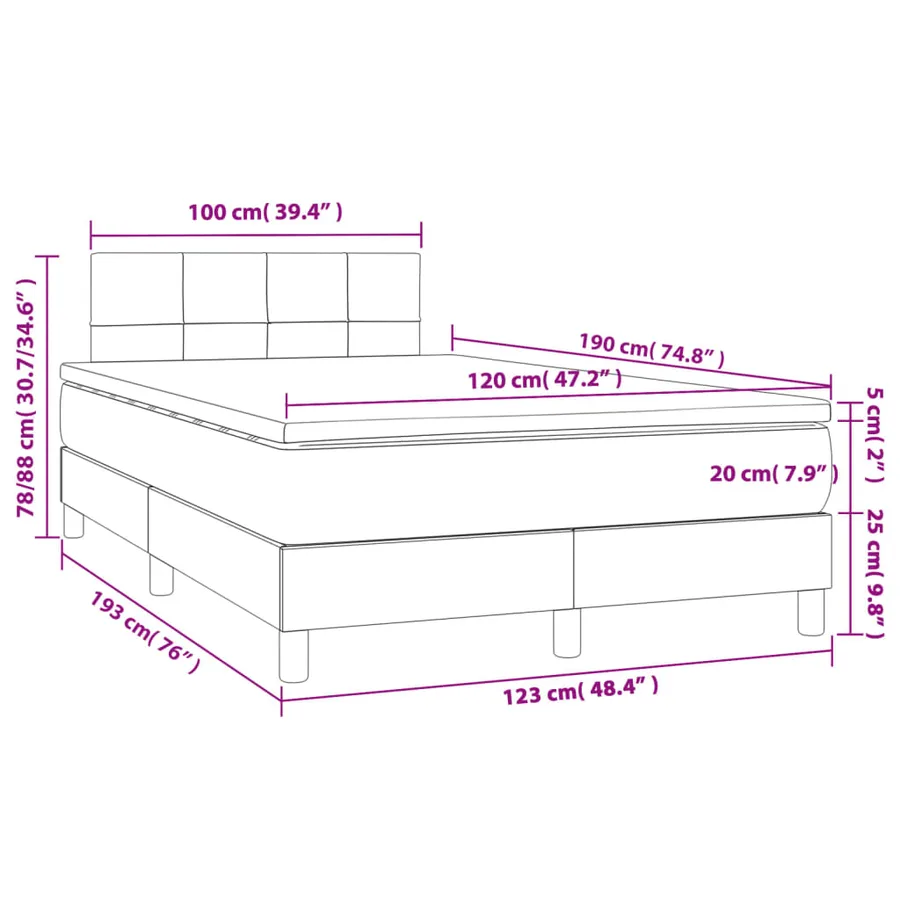 Sommier à lattes de lit avec matelas rose 120x190 cm velours - 9