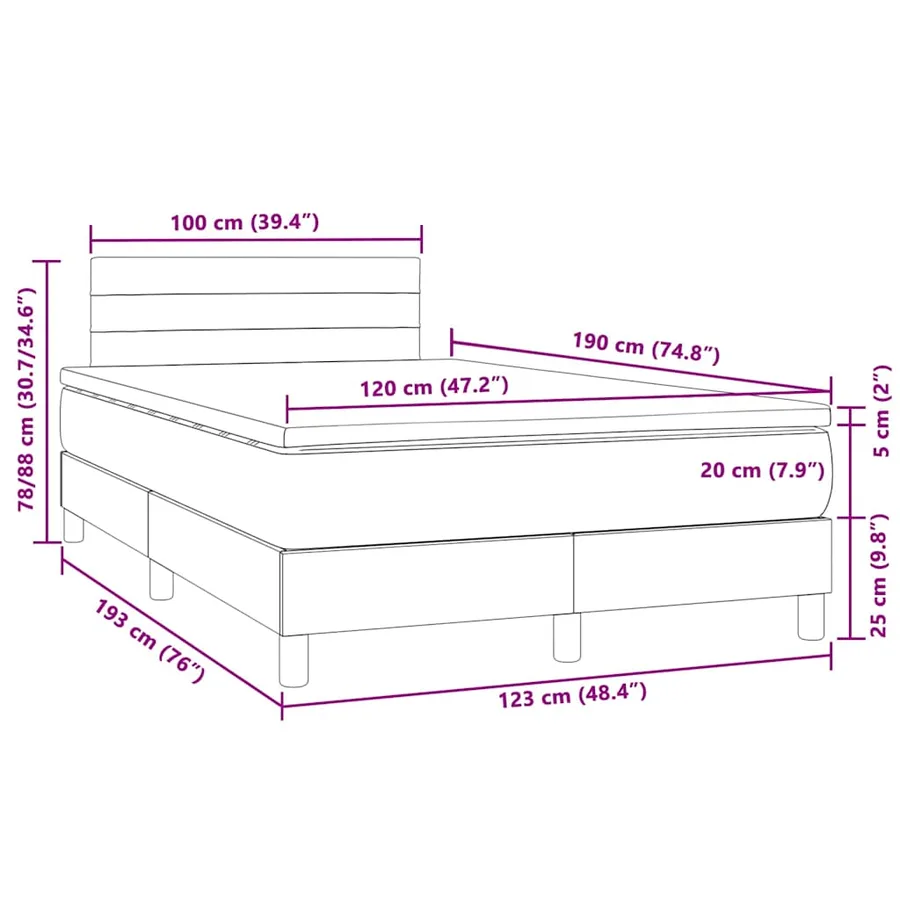 Sommier à lattes de lit avec matelas LED gris clair 120x190 cm - 11