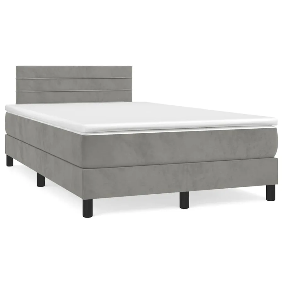 Sommier à lattes de lit avec matelas LED gris clair 120x190 cm - 3