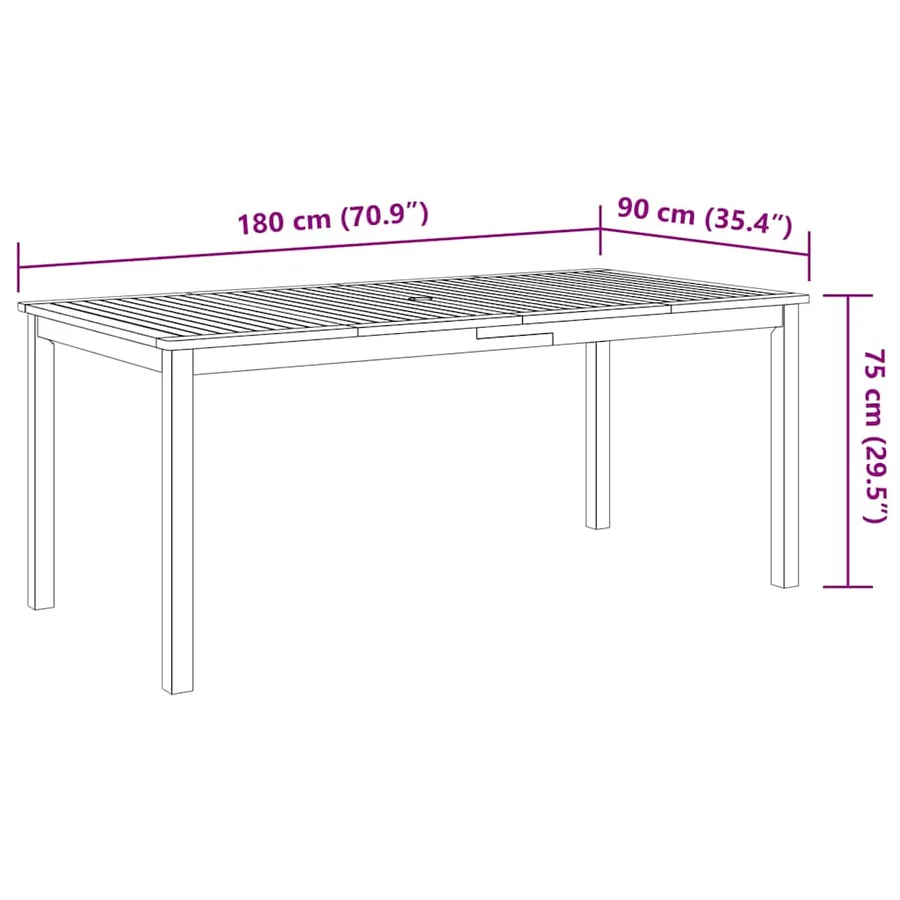 Ensemble à manger de jardin 7 pcs 180x90x75 cm Bois d'acacia solide - 9