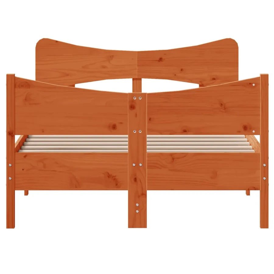 Cadre de lit sans matelas cire marron 120x190cm bois pin massif - 4