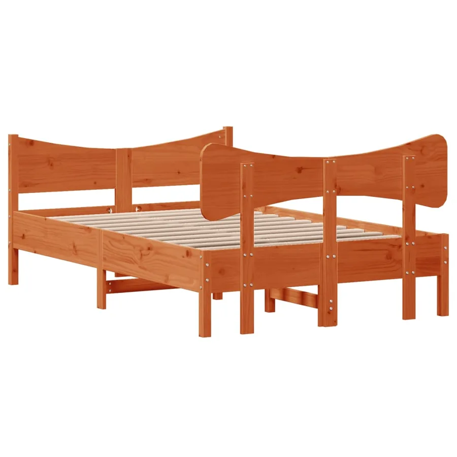 Cadre de lit sans matelas cire marron 120x190cm bois pin massif - 6
