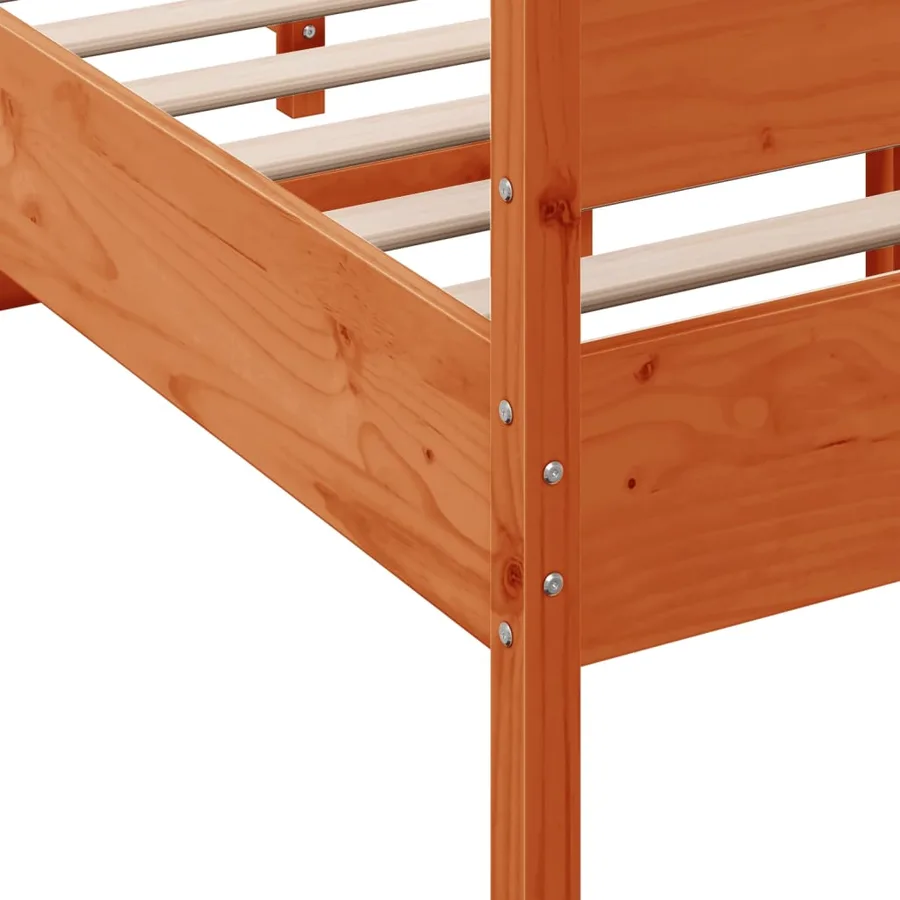 Cadre de lit sans matelas cire marron 120x190cm bois pin massif - 7