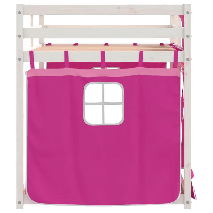 Lit superposé sans matelas rose 75x190 cm bois de pin massif - 6