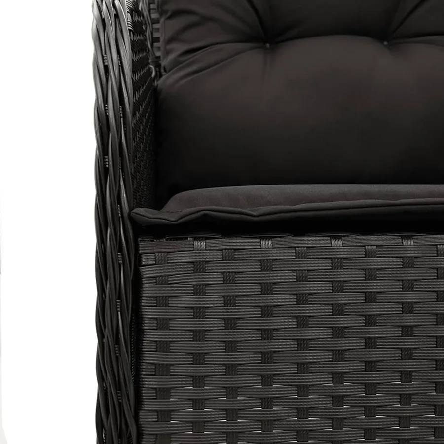 Ensemble à manger de jardin coussins 7pcs Noir Résine tressée - 5