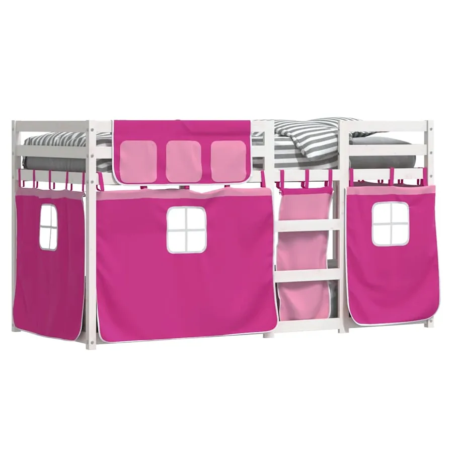 Lit superposé sans matelas rose 80x200 cm bois de pin massif - 4