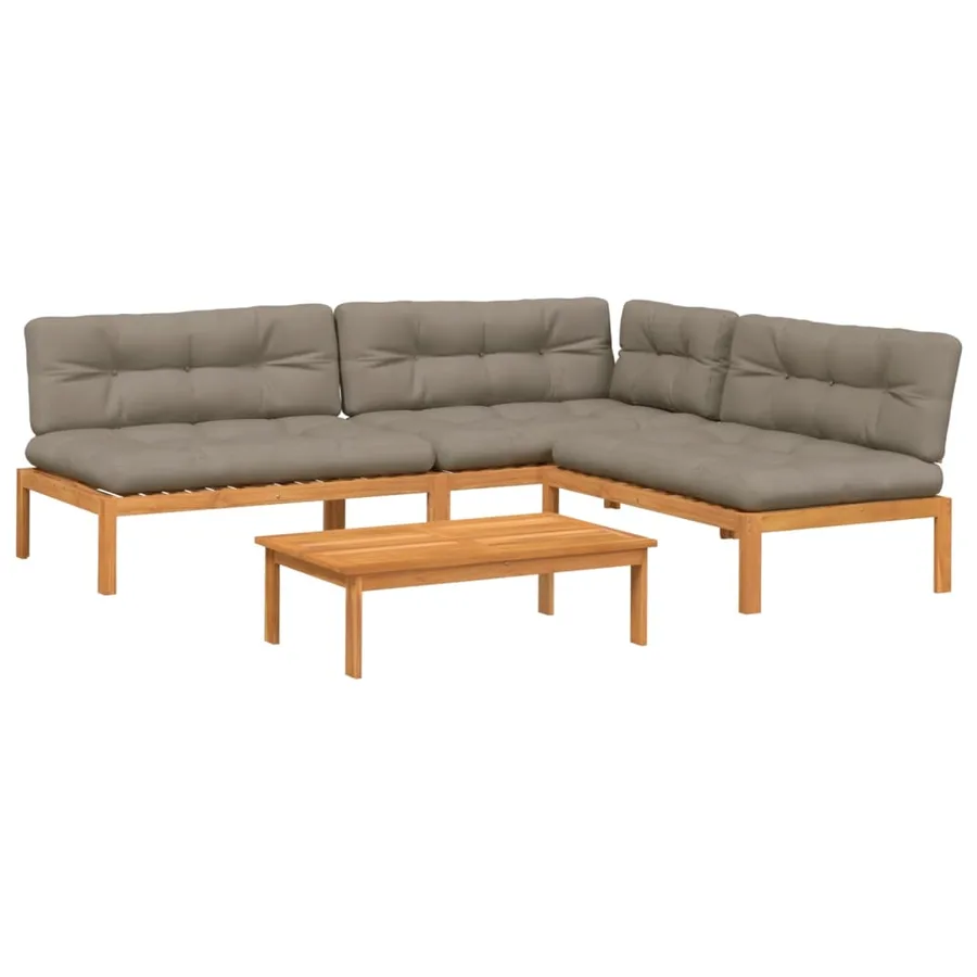 Salon palette de jardin avec coussins 4pcs bois d'acacia massif - 2