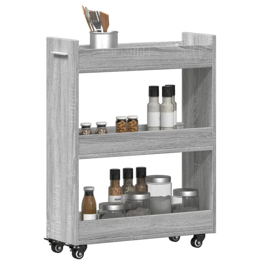 Armoire avec roues sonoma gris 60x22x79 cm bois d'ingénierie - 4