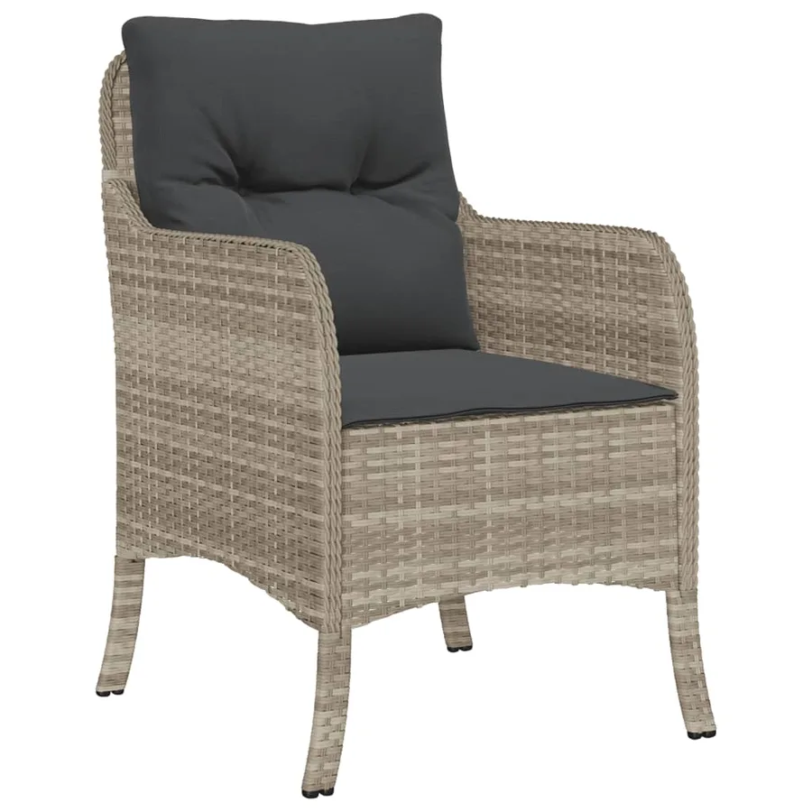 Ensemble à manger de jardin et coussins 7 pcs gris clair rotin - 3