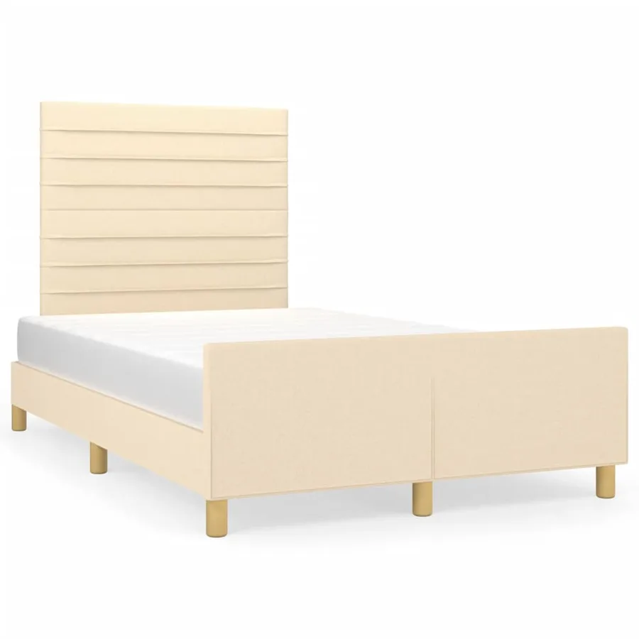 Cadre de lit sans matelas crème 120x190 cm tissu - 2
