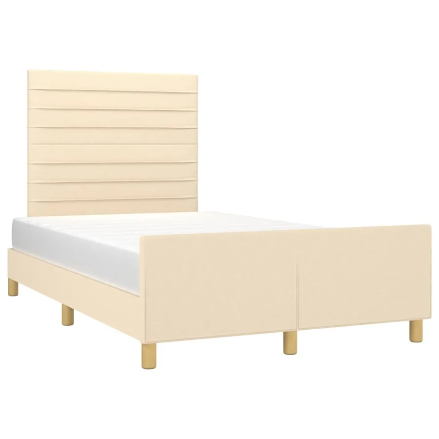 Cadre de lit sans matelas crème 120x190 cm tissu - 4