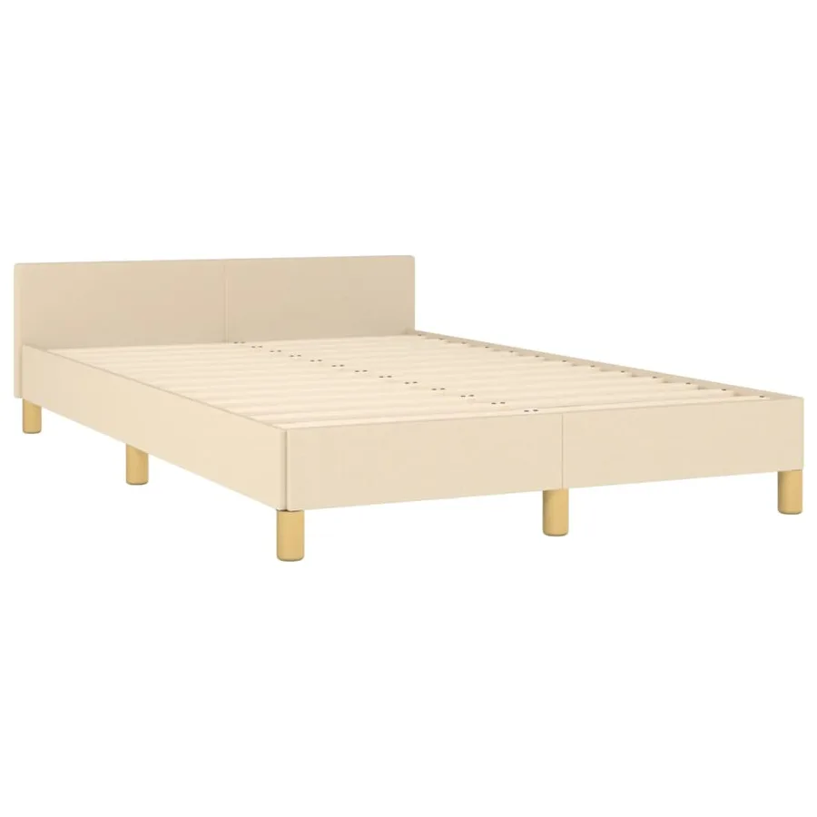 Cadre de lit sans matelas crème 120x190 cm tissu - 5