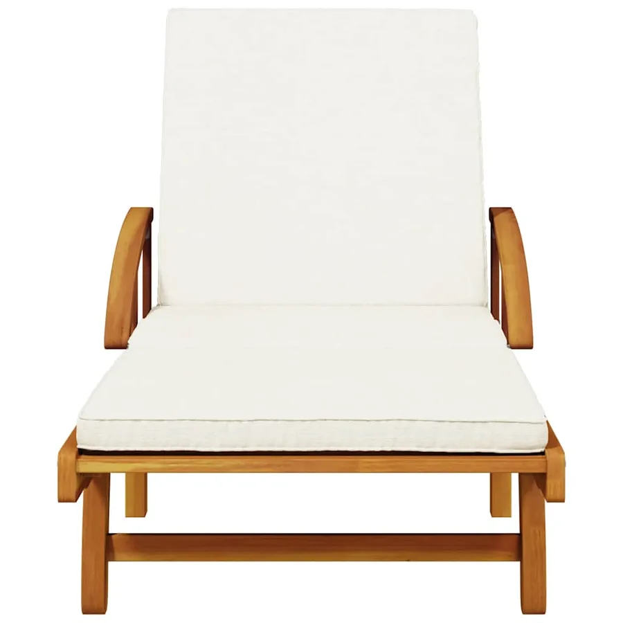 Chaises longues lot de 2 avec coussins 200x68x83 cm bois acacia - 3