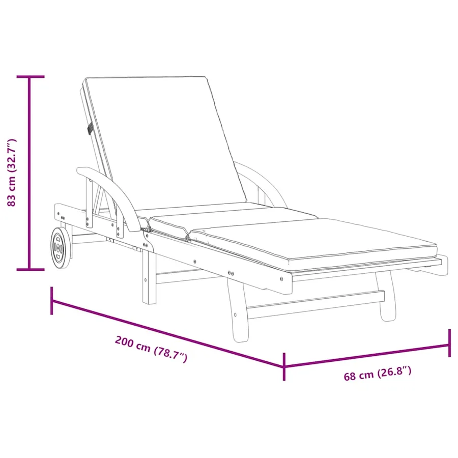 Chaises longues lot de 2 avec coussins 200x68x83 cm bois acacia - 6