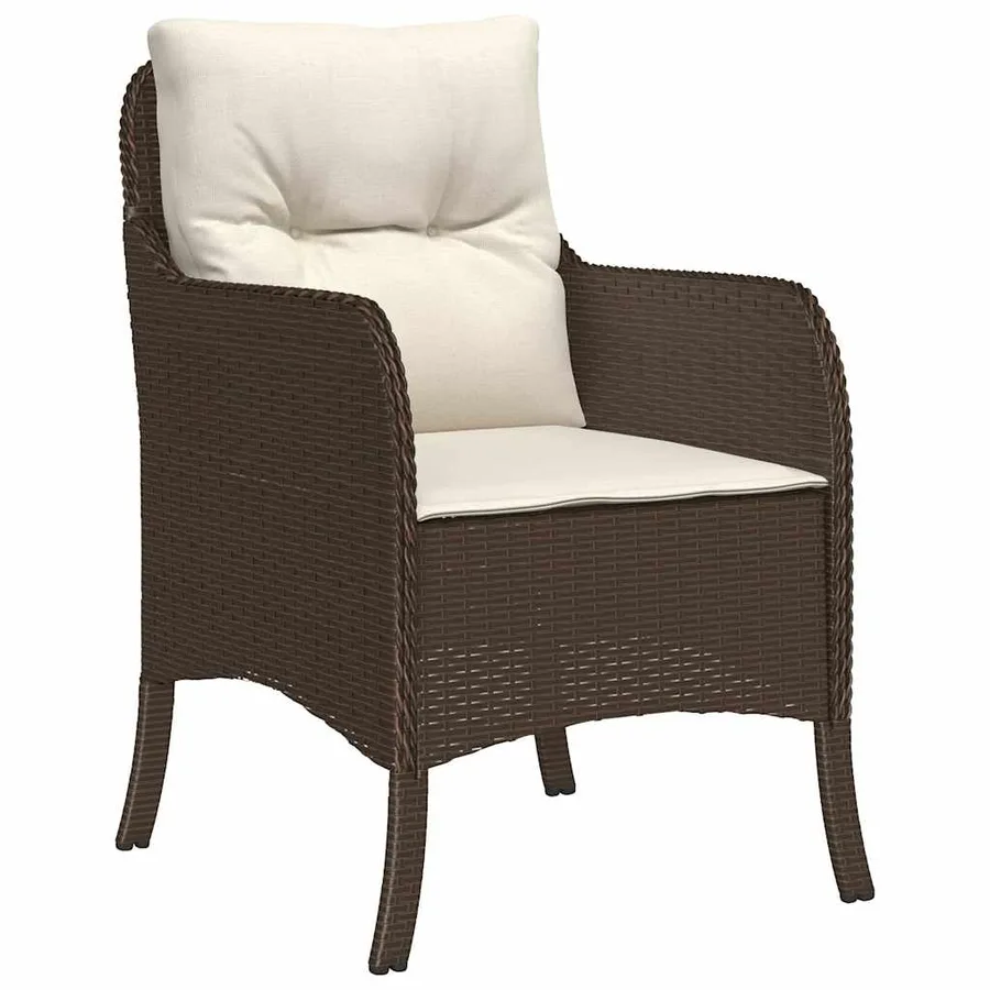 Ensemble à manger de jardin 5 pcs et coussins marron poly rotin - 3