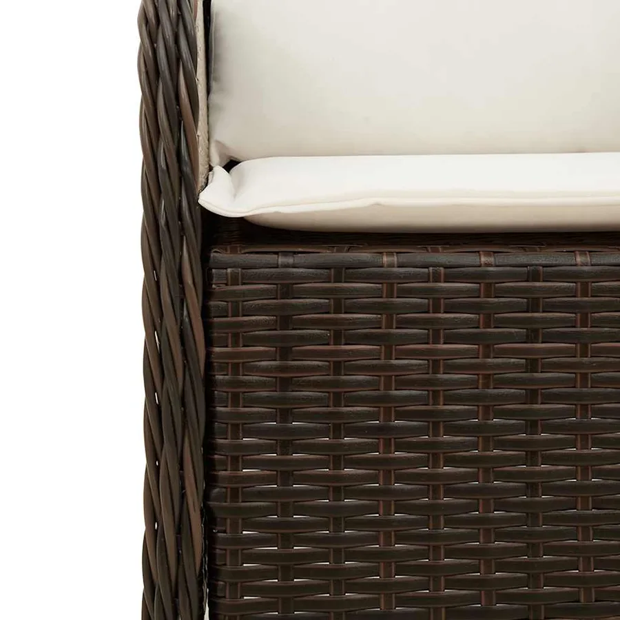 Ensemble à manger de jardin 5 pcs et coussins marron poly rotin - 5