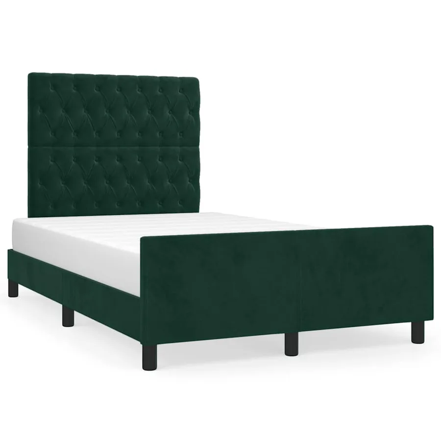 Cadre de lit sans matelas vert foncé 120x190 cm velours - 2