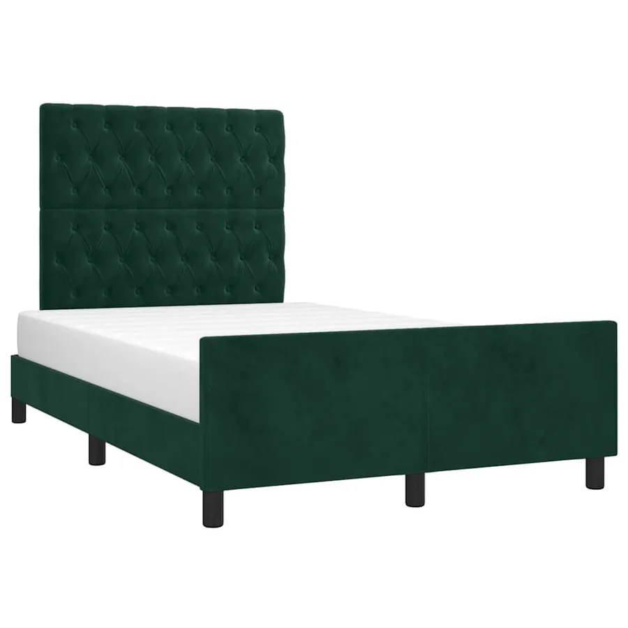Cadre de lit sans matelas vert foncé 120x190 cm velours - 4