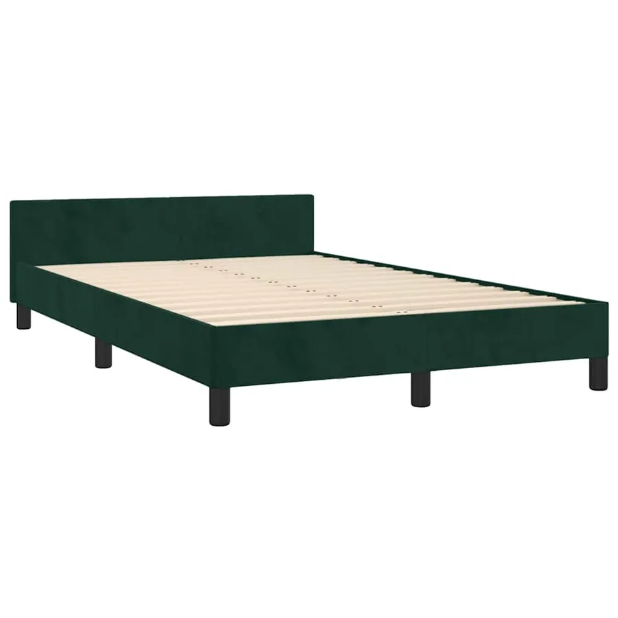 Cadre de lit sans matelas vert foncé 120x190 cm velours - 5