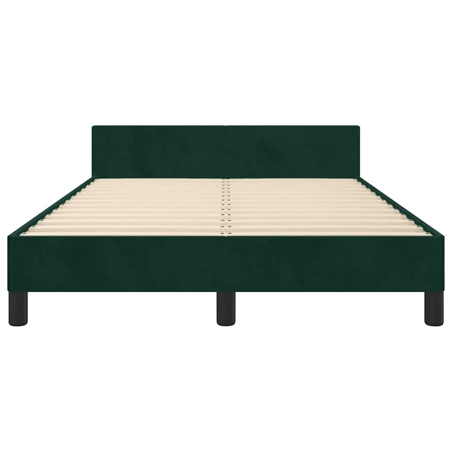 Cadre de lit sans matelas vert foncé 120x190 cm velours - 6