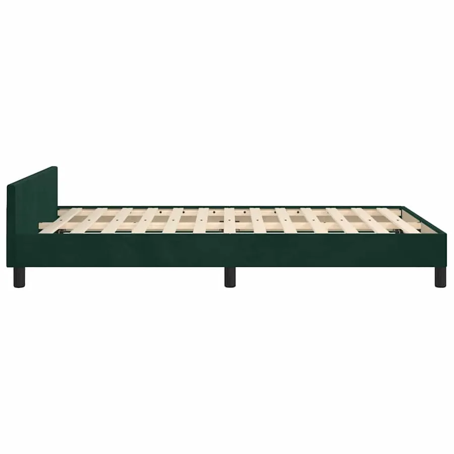 Cadre de lit sans matelas vert foncé 120x190 cm velours - 7