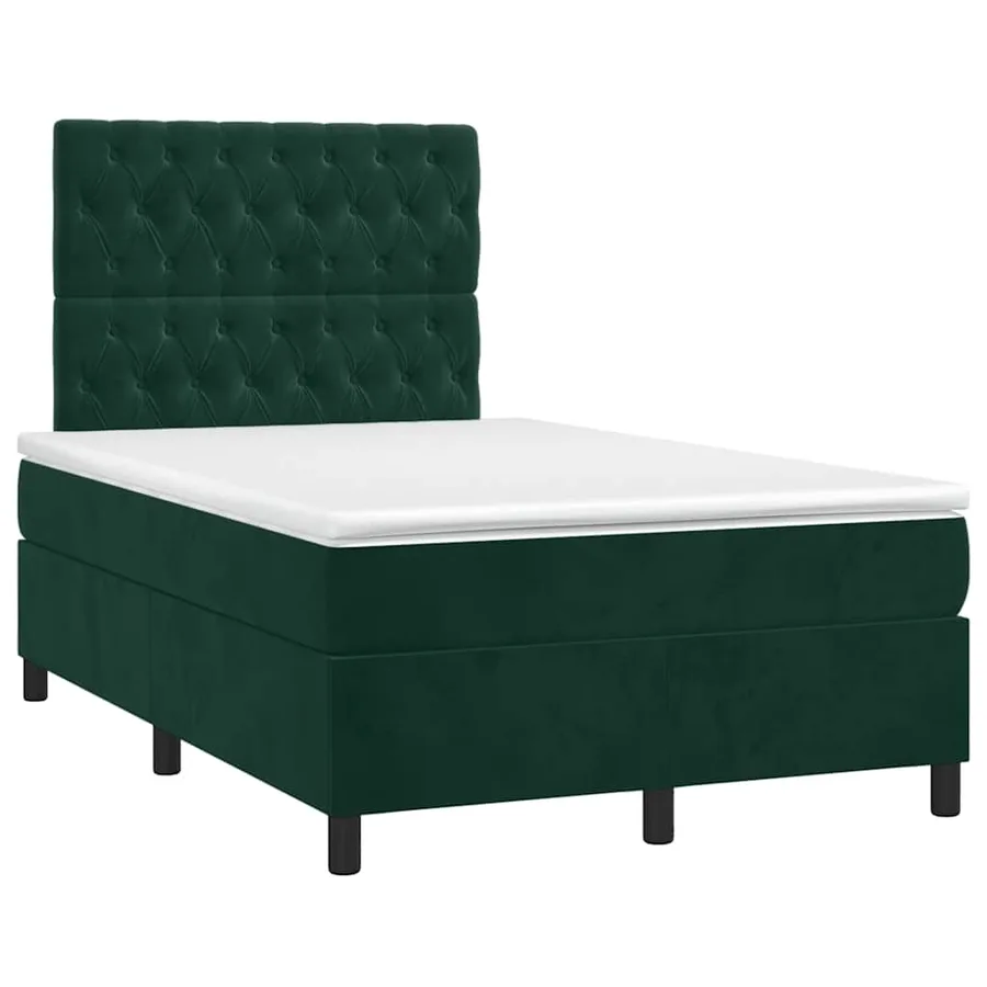 Sommier à lattes de lit avec matelas LED vert foncé 120x190 cm - 3