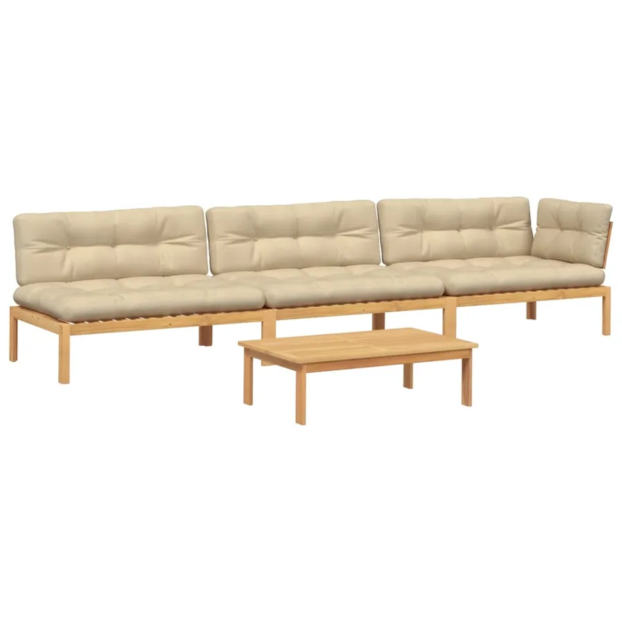 Salon palette de jardin avec coussins 4pcs bois d'acacia massif - 2