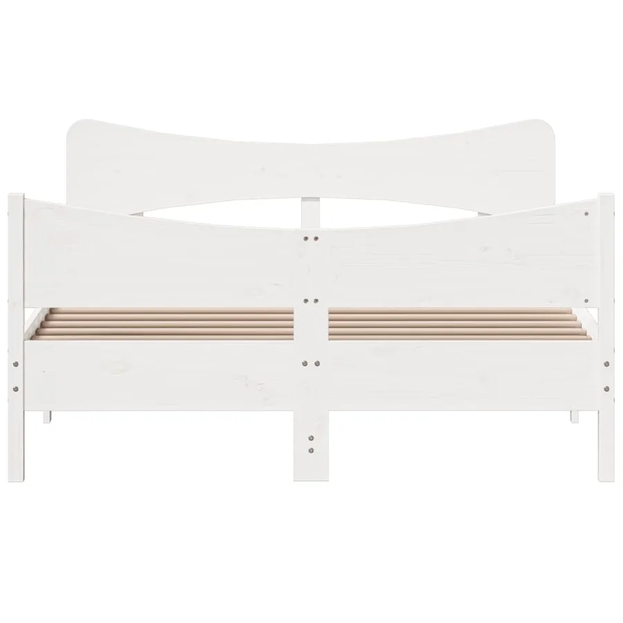 Cadre de lit sans matelas blanc 150x200 cm bois de pin massif - 4