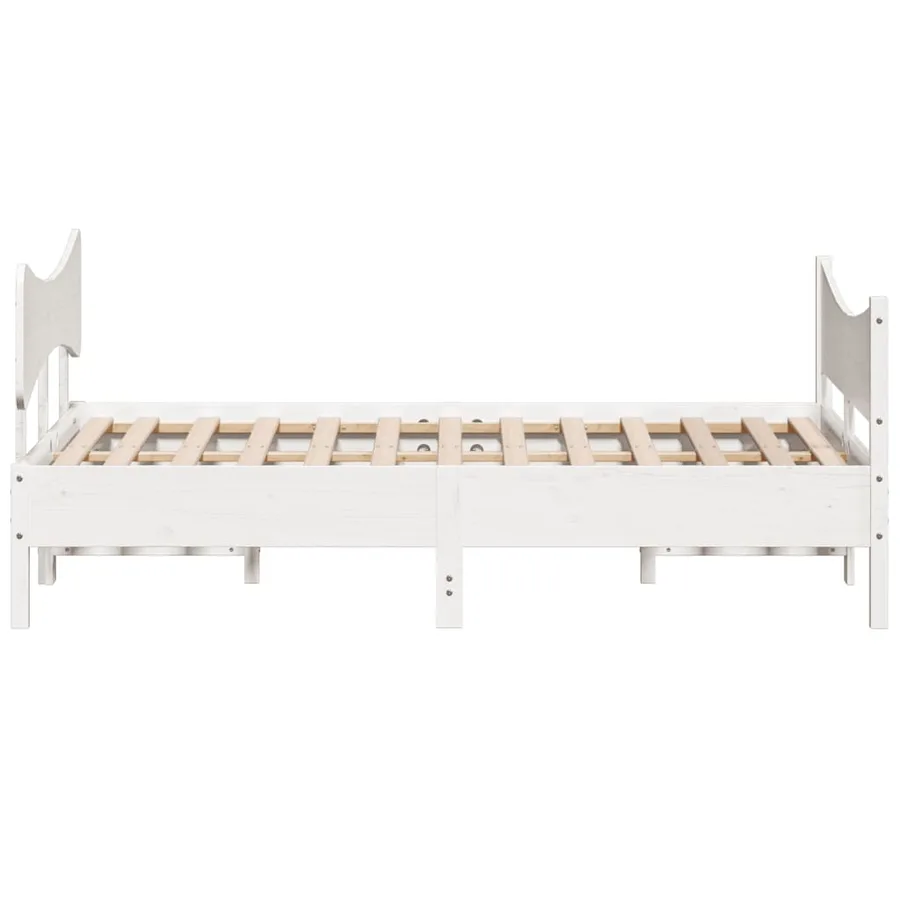 Cadre de lit sans matelas blanc 150x200 cm bois de pin massif - 5