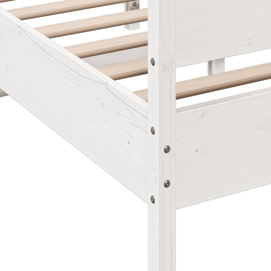 Cadre de lit sans matelas blanc 150x200 cm bois de pin massif - 7