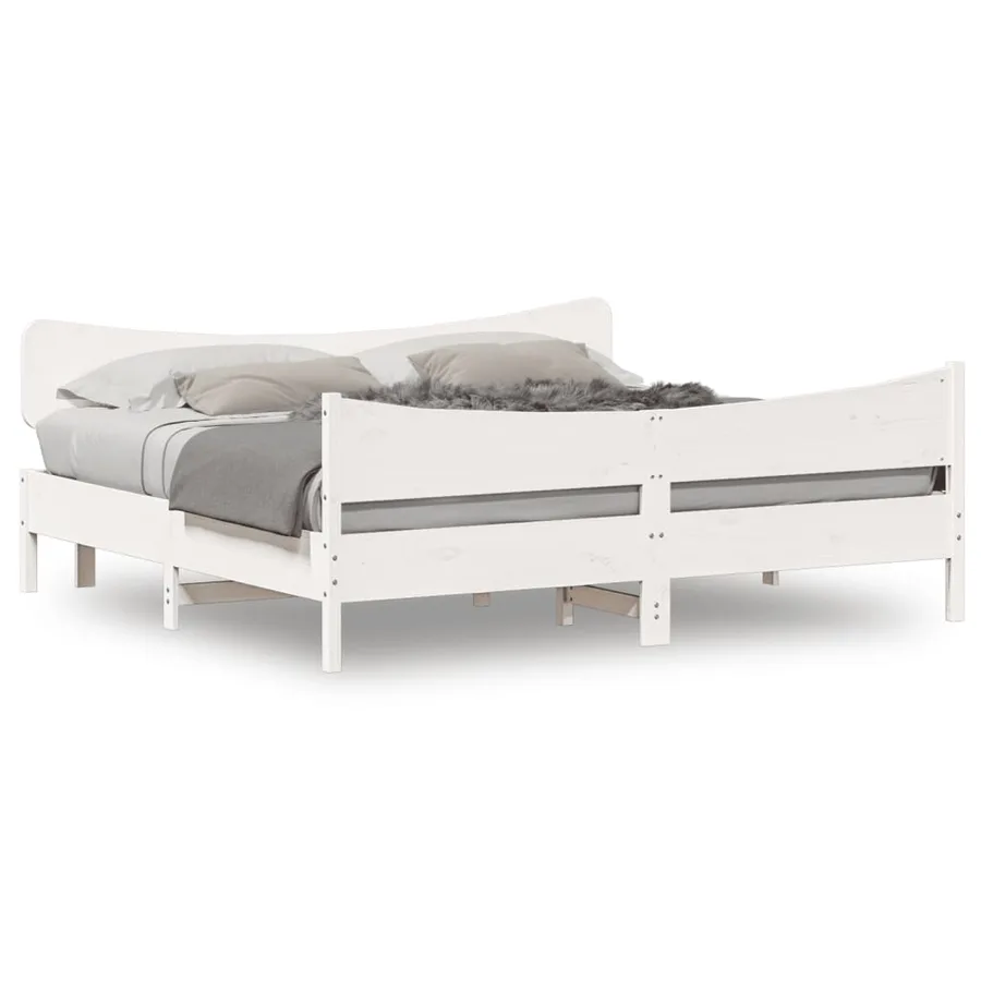 Cadre de lit sans matelas blanc 200x200 cm bois massif de pin - 2