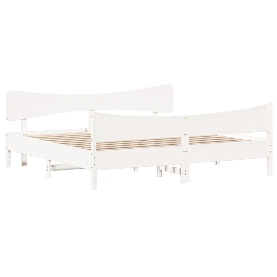 Cadre de lit sans matelas blanc 200x200 cm bois massif de pin - 3