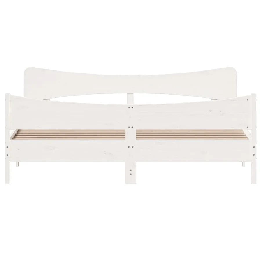 Cadre de lit sans matelas blanc 200x200 cm bois massif de pin - 4