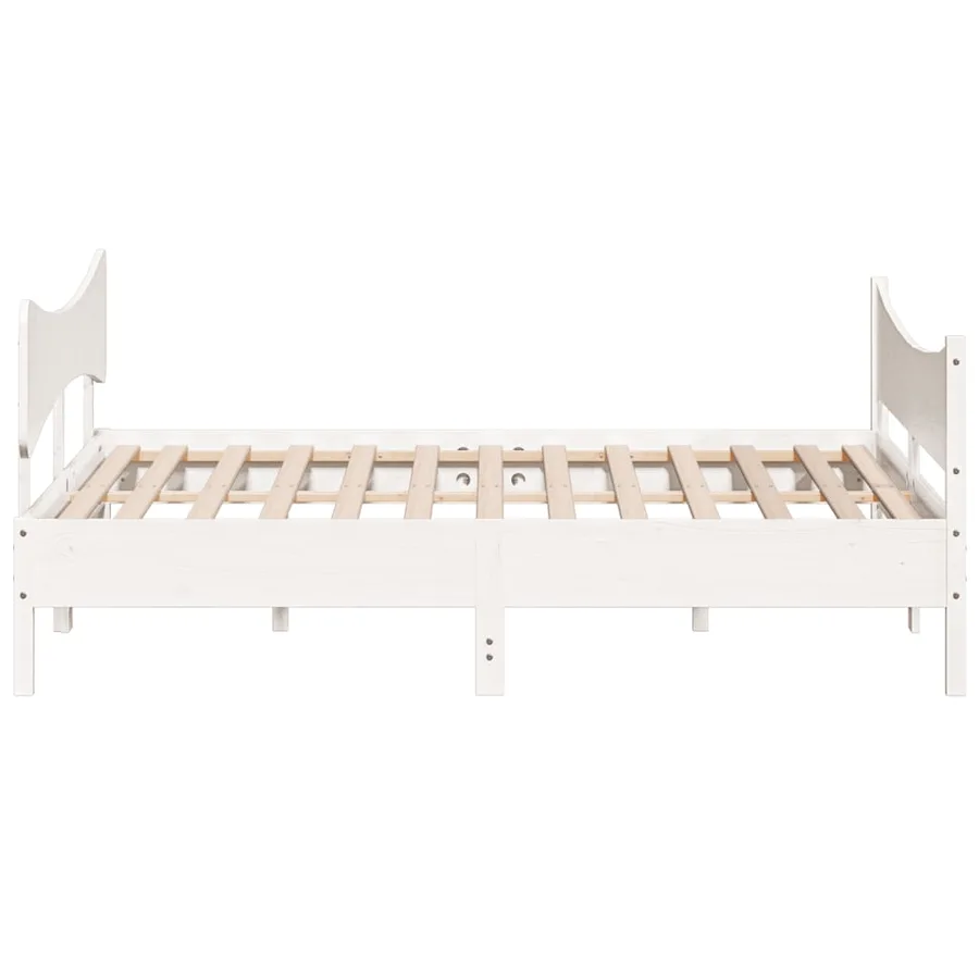Cadre de lit sans matelas blanc 200x200 cm bois massif de pin - 5