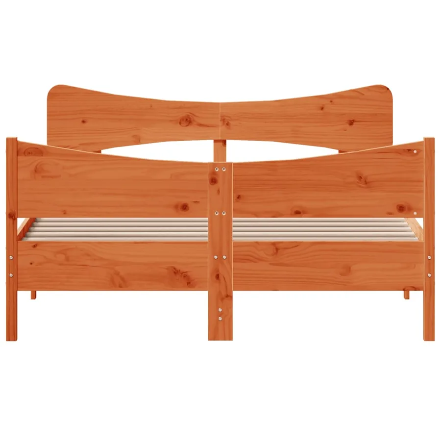 Cadre de lit sans matelas cire marron 135x190cm bois pin massif - 4