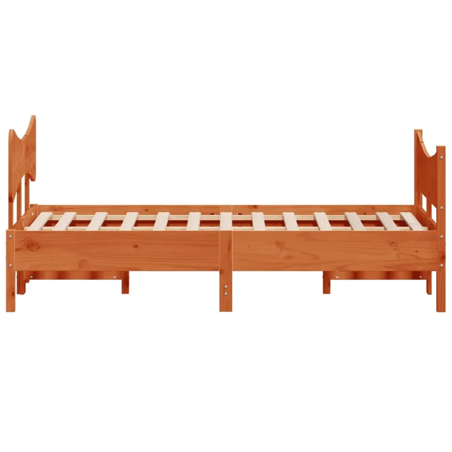 Cadre de lit sans matelas cire marron 135x190cm bois pin massif - 5