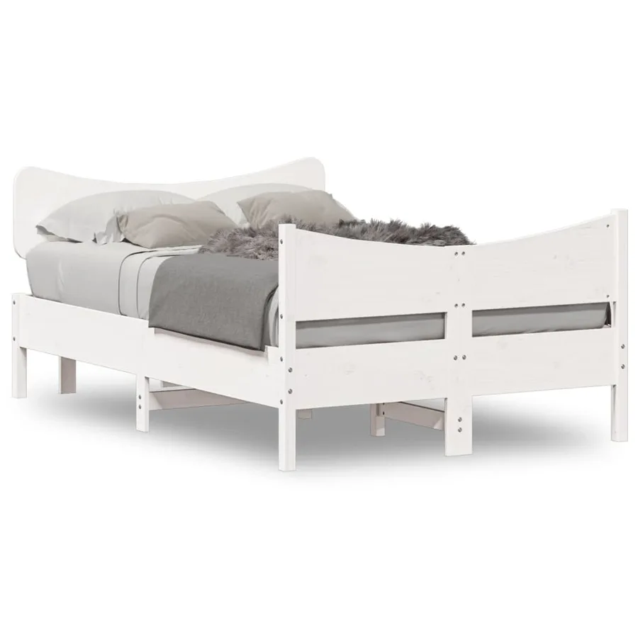 Cadre de lit sans matelas blanc 120x200 cm bois de pin massif - 2